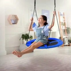 Nestschaukel für Kinder Ø100 cm Blau/Schwarz aus Polyester