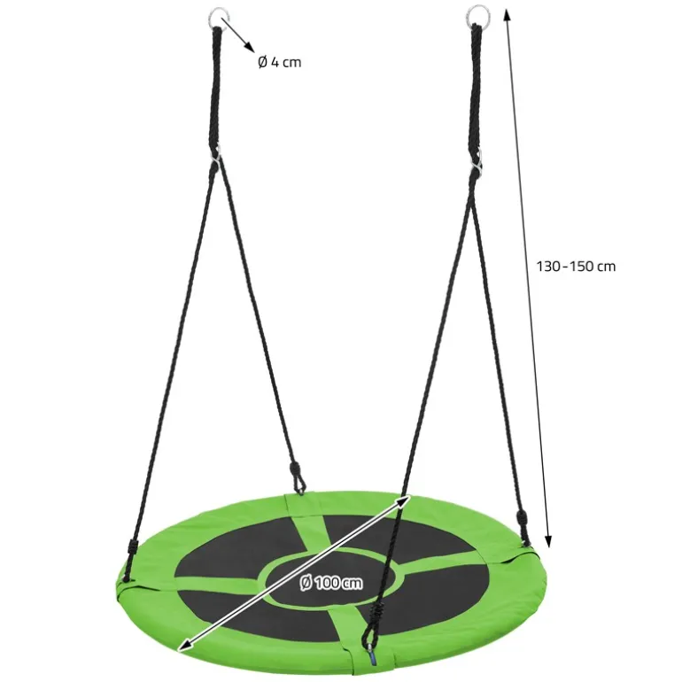 Nestschaukel für Kinder Ø100 cm Grün/Schwarz aus Polyester