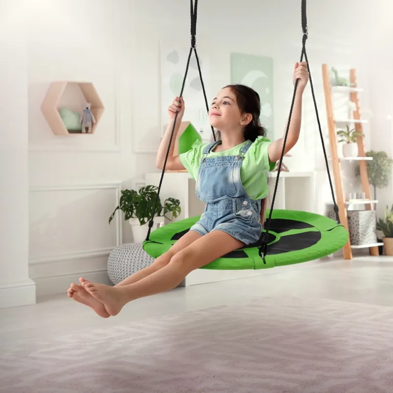Nestschaukel für Kinder Ø100 cm Grün/Schwarz aus Polyester