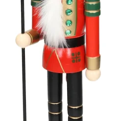 Nussknacker Figur mit schwarzer Hut und Fahne 25 cm aus Holz