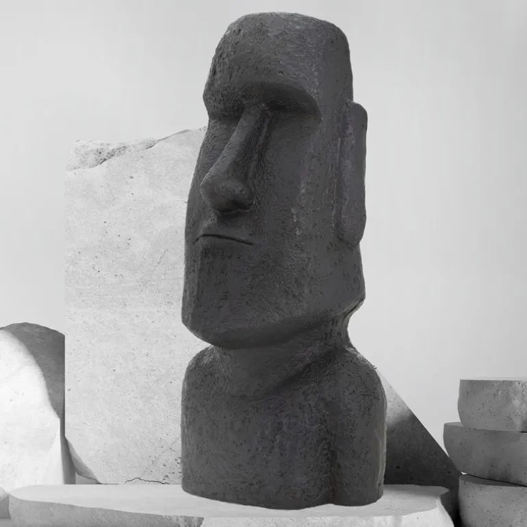 Osterinsel Kopf Figur 37x26x78 cm Anthrazit aus Steinguss Kunstharz