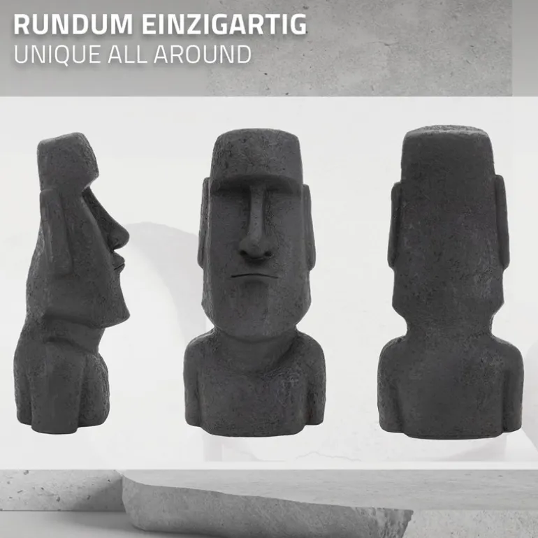 Osterinsel Kopf Figur 37x26x78 cm Anthrazit aus Steinguss Kunstharz