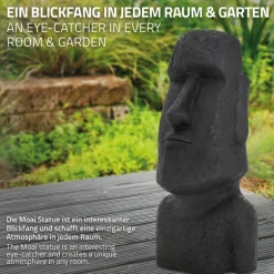 Osterinsel Kopf Figur 37x26x78 cm Anthrazit aus Steinguss Kunstharz
