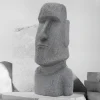 Osterinsel Kopf Figur 37x26x78 cm Grau aus Steinguss Kunstharz