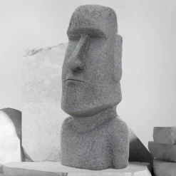Osterinsel Kopf Figur 37x26x78 cm Grau aus Steinguss Kunstharz