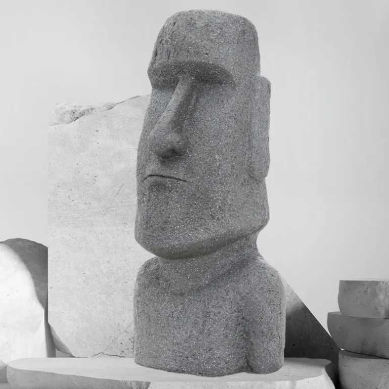 Osterinsel Kopf Figur 37x26x78 cm Grau aus Steinguss Kunstharz