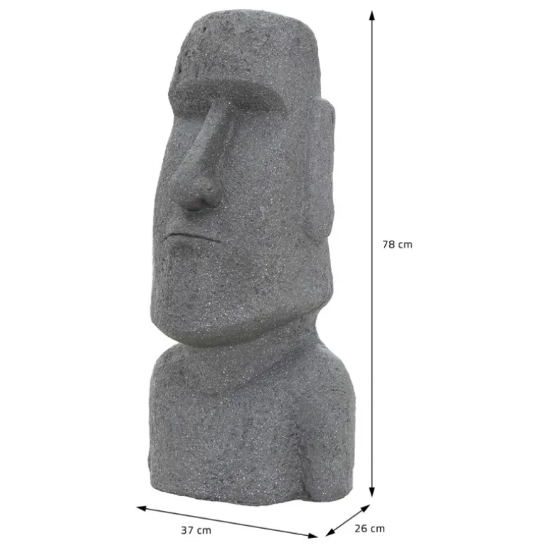 Osterinsel Kopf Figur 37x26x78 cm Grau aus Steinguss Kunstharz