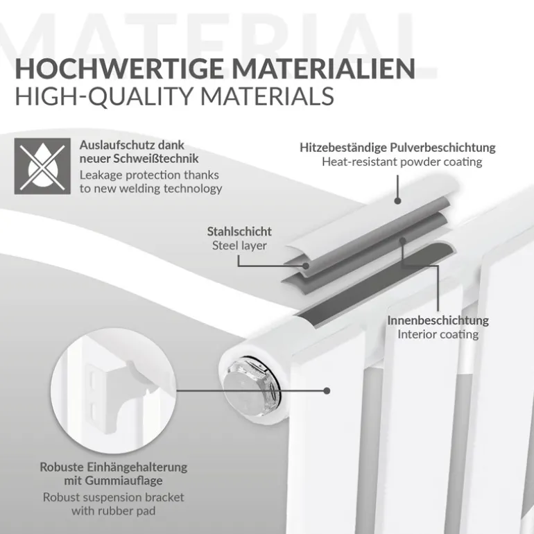 Paneelheizkörper Einlagig 300x600 mm Weiß mit Universale Anschlussgarnitur ML-Design