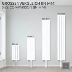 Paneelheizkörper Einlagig 300x600 mm Weiß mit Universale Anschlussgarnitur ML-Design