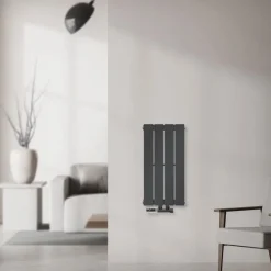 Paneelheizkörper Einlagig 600x300 mm Anthrazit mit Wand Anschlussgarnitur ML-Design