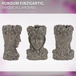 Pflanztopf Frauenkopf 21x16x32 cm Bronze aus Polyresin