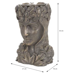 Pflanztopf Frauenkopf 21x16x32 cm Bronze aus Polyresin