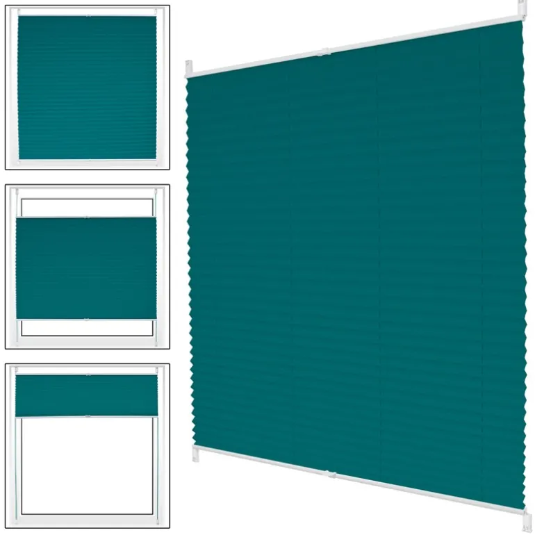 Plissee Petrol 100x200 cm inkl. Befestigungsmaterial