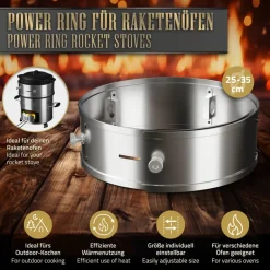 Power Ring für Raketenofen Ø 25-35 x 9 cm aus Edelstahl BBQ#BOSS