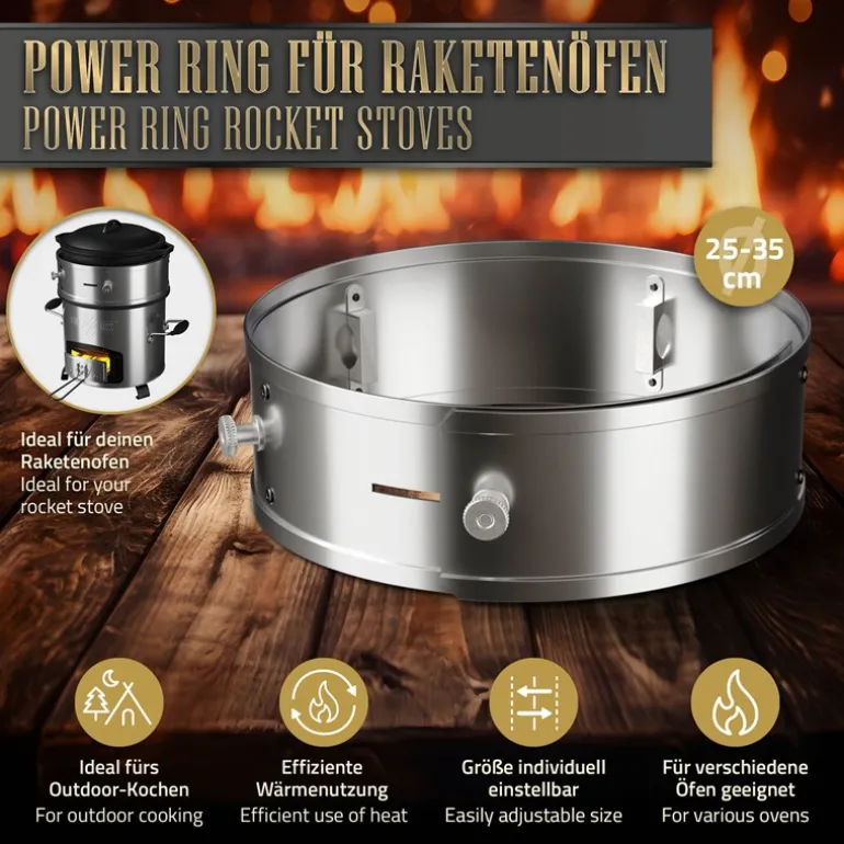 Power Ring für Raketenofen Ø 25-35 x 9 cm aus Edelstahl BBQ#BOSS