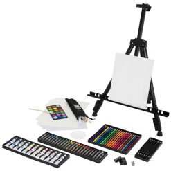 Premium Staffelei ausziehbar bis 156 cm mit Mal-Set 140 teilig