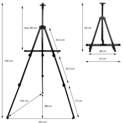 Premium Staffelei ausziehbar bis 156 cm mit Mal-Set 140 teilig