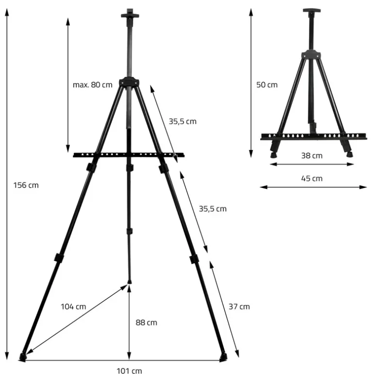 Premium Staffelei ausziehbar bis 156 cm mit Mal-Set 140 teilig