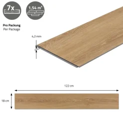 PVC Vinylboden Bodenbelag Set 7 Dielen 4,2mm für 1,54m² mit Klick-System Eiche Sandbar ML-Design