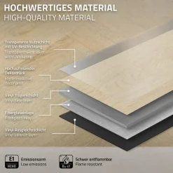 PVC Vinylboden Bodenbelag Set à 20 Dielen 4,2mm für 1,56m² mit Klick-System Fischgräte Eiche natur ML-Design