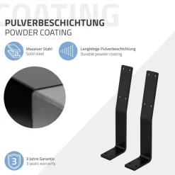 Rückenlehnenhalterung 2er Set 345 x 90 mm Schwarz aus Stahl ML-Design