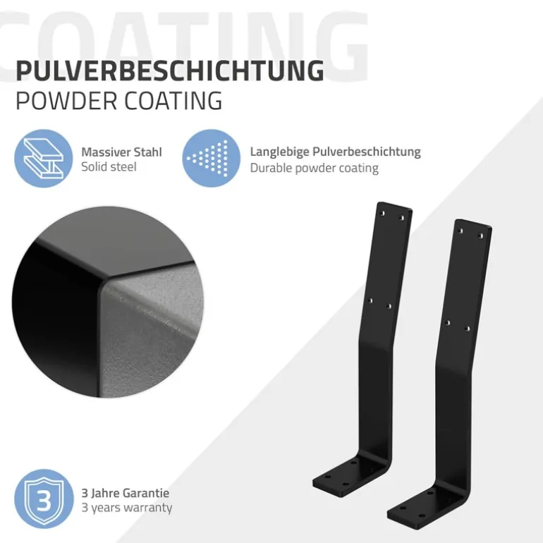 Rückenlehnenhalterung 2er Set 345 x 90 mm Schwarz aus Stahl ML-Design