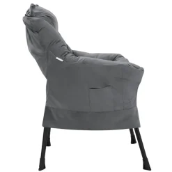 Relaxsessel Anthrazit mit Armlehnen und dickem Kopfkissen und Metallgestell Loungesessel bis 120 kg ML-Design