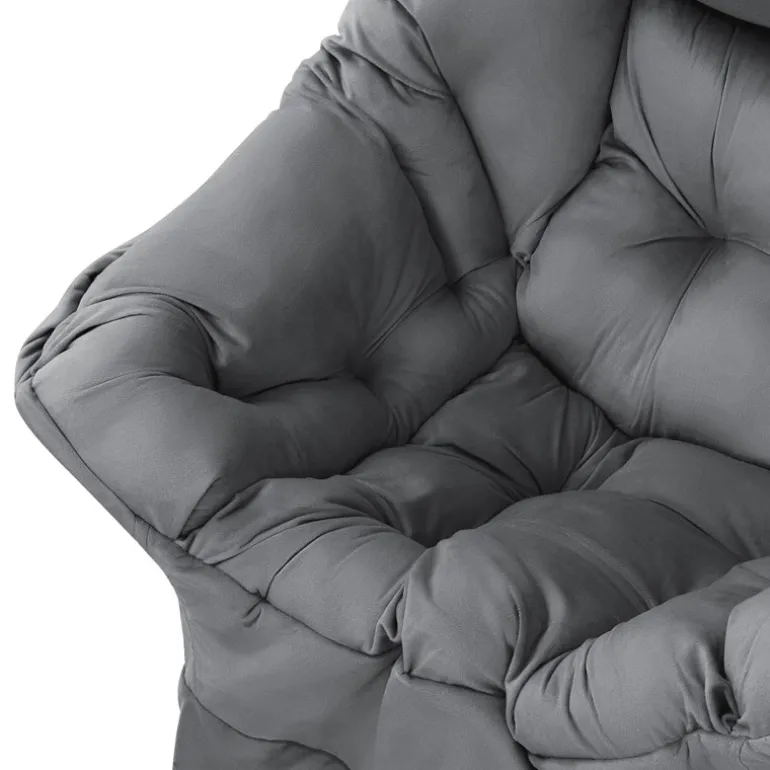 Relaxsessel Anthrazit mit Armlehnen und dickem Kopfkissen und Metallgestell Loungesessel bis 120 kg ML-Design