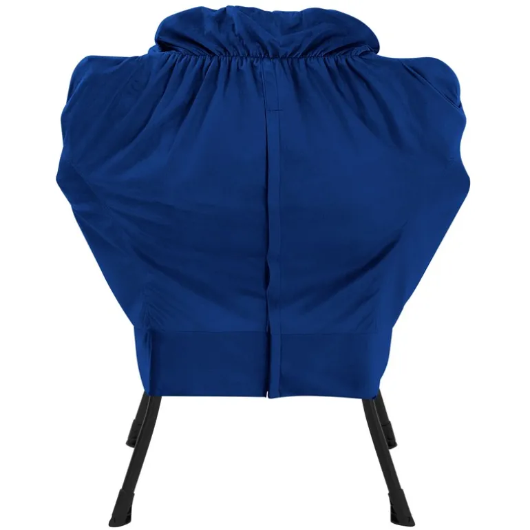 Relaxsessel Dunkelblau mit Armlehnen und dickem Kopfkissen und Metallgestell Loungesessel bis 120 kg ML-Design