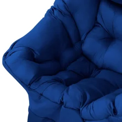 Relaxsessel Dunkelblau mit Armlehnen und dickem Kopfkissen und Metallgestell Loungesessel bis 120 kg ML-Design