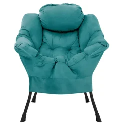 Relaxsessel Petrol mit Armlehnen und dickem Kopfkissen und Metallgestell Loungesessel bis 120 kg ML-Design