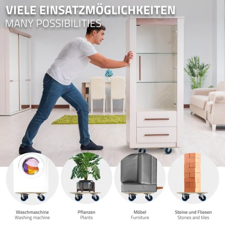 Rollbrett Möbelroller rund Ø 67 cm aus Multiplex mit Feststellbremsen Tragkraft 800 kg