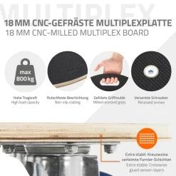 Rollbrett Möbelroller rund Ø 67 cm aus Multiplex mit Feststellbremsen Tragkraft 800 kg