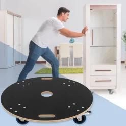 Rollbrett Möbelroller rund Ø 77 cm aus Multiplex mit Feststellbremsen Tragkraft 800 kg
