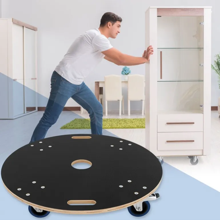 Rollbrett Möbelroller rund Ø 77 cm aus Multiplex mit Feststellbremsen Tragkraft 800 kg