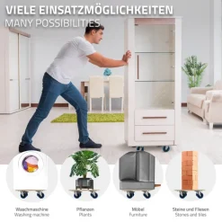 Rollbrett Möbelroller rund Ø 77 cm aus Multiplex mit Feststellbremsen Tragkraft 800 kg