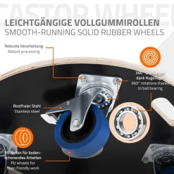 Rollbrett Möbelroller rund Ø 77 cm aus Multiplex mit Feststellbremsen Tragkraft 800 kg