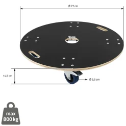 Rollbrett Möbelroller rund Ø 77 cm aus Multiplex mit Feststellbremsen Tragkraft 800 kg