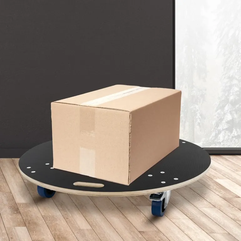 Rollbrett Möbelroller rund Ø 87 cm aus Multiplex mit Feststellbremsen Tragkraft 800 kg