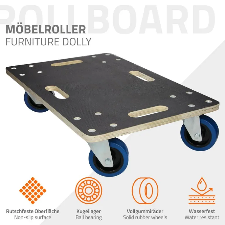Rollbrett Möbelroller 40 x 60 cm aus Multiplex Traglast 800 kg