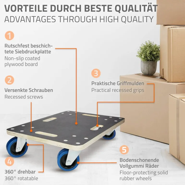 Rollbrett Möbelroller 40 x 60 cm aus Multiplex Traglast 800 kg