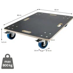 Rollbrett Möbelroller 60 x 80 cm aus Multiplex mit Feststellbremsen Tragkraft 800 kg