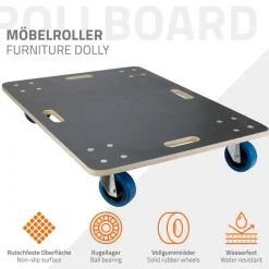 Rollbrett Möbelroller 60 x 80 cm aus Multiplex Traglast 800 kg