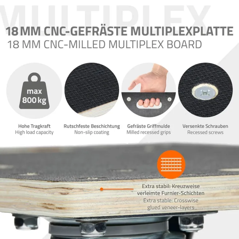 Rollbrett Möbelroller 60 x 80 cm aus Multiplex Traglast 800 kg