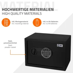 Safe Tresor 16L aus Stahl mit Elektronikschloss, Notschlüsseln und feuerfester Tasche