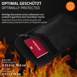 Safe Tresor 27L aus Stahl mit Elektronikschloss, Notschlüsseln und feuerfester Tasche