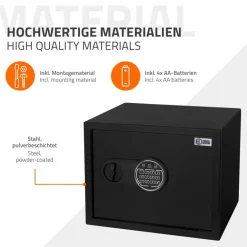 Safe Tresor 27L aus Stahl mit Elektronikschloss, Notschlüsseln und feuerfester Tasche
