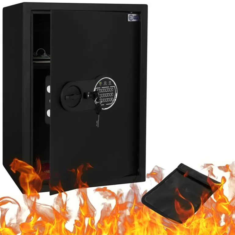 Safe Tresor 43L aus Stahl mit Elektronikschloss, Notschlüsseln und feuerfester Tasche