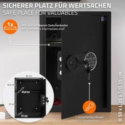 Safe Tresor 43L aus Stahl mit Elektronikschloss, Notschlüsseln und feuerfester Tasche