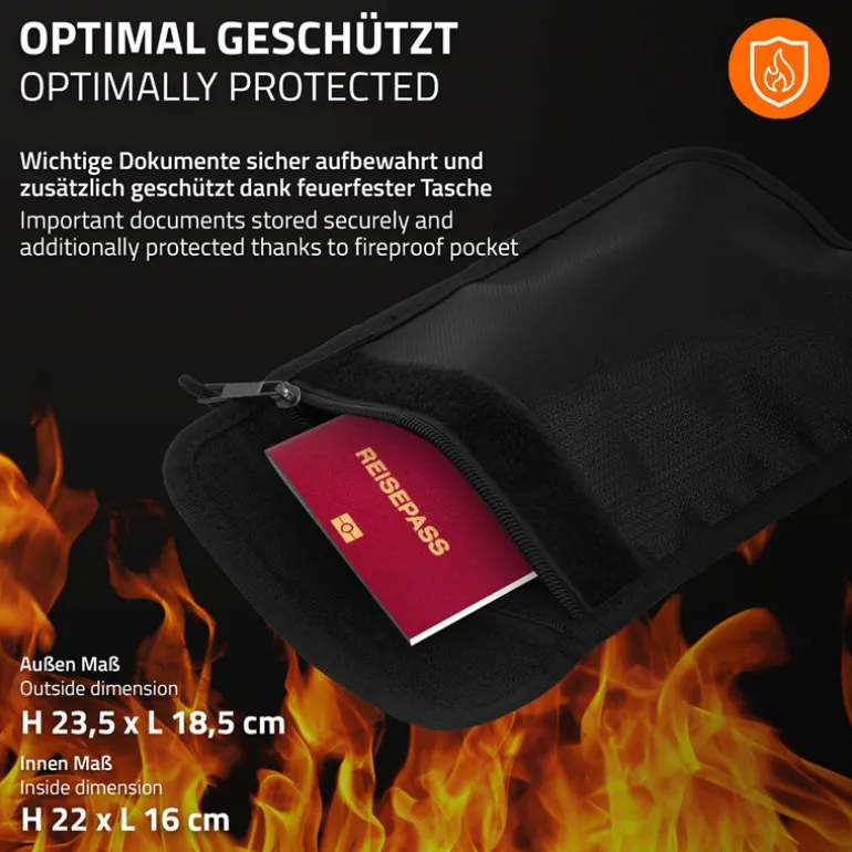 Safe Tresor 43L aus Stahl mit Elektronikschloss, Notschlüsseln und feuerfester Tasche